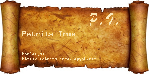 Petrits Irma névjegykártya